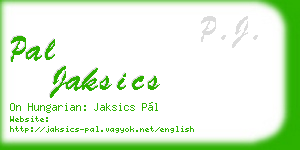 pal jaksics business card